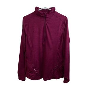 Avia Womens Purple Oxford Half Zip Athletic Pullover Top Size Large